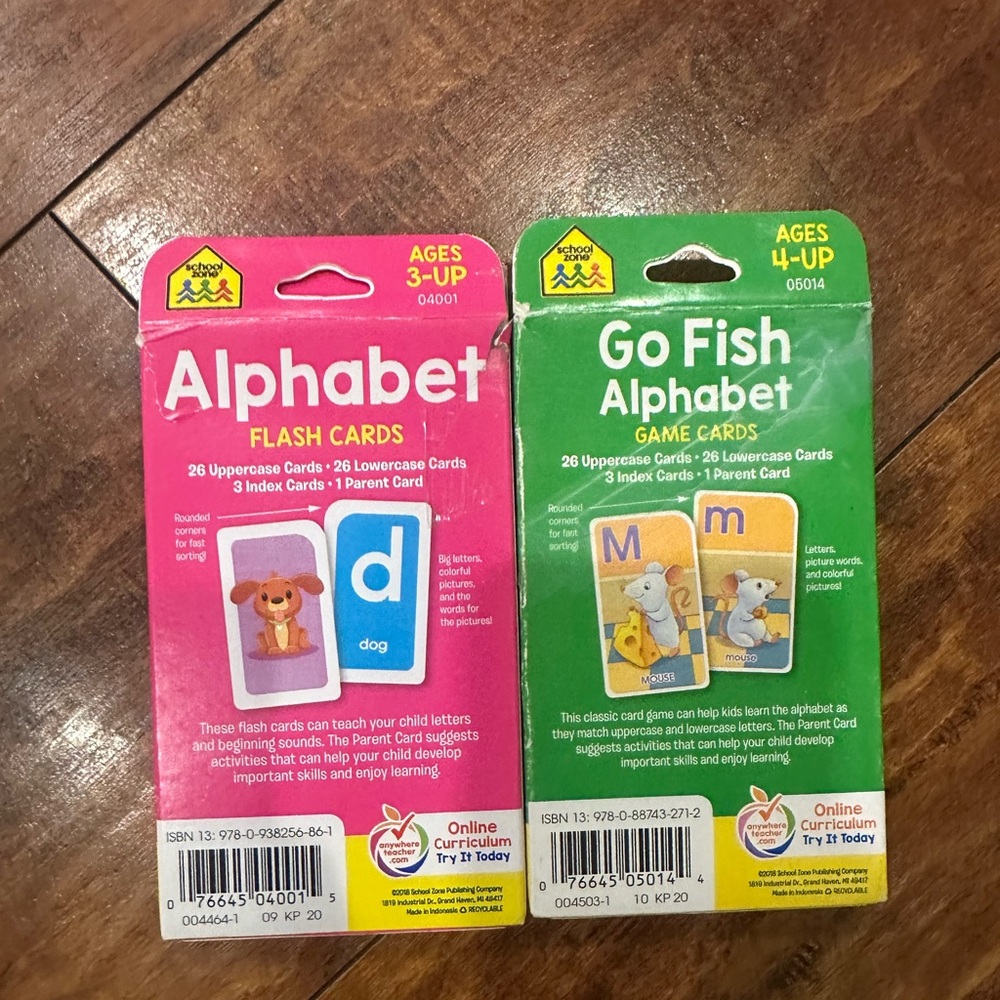 Young Hands Wooden Reading Blocks and School Zone Alphabet Go Fish/Flash Cards - Picture 4 of 7
